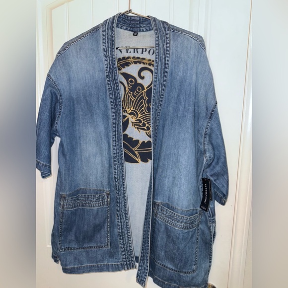 Liverpool Denim Kimono Jacket  inside Graphic Design - Picture 1 of 11